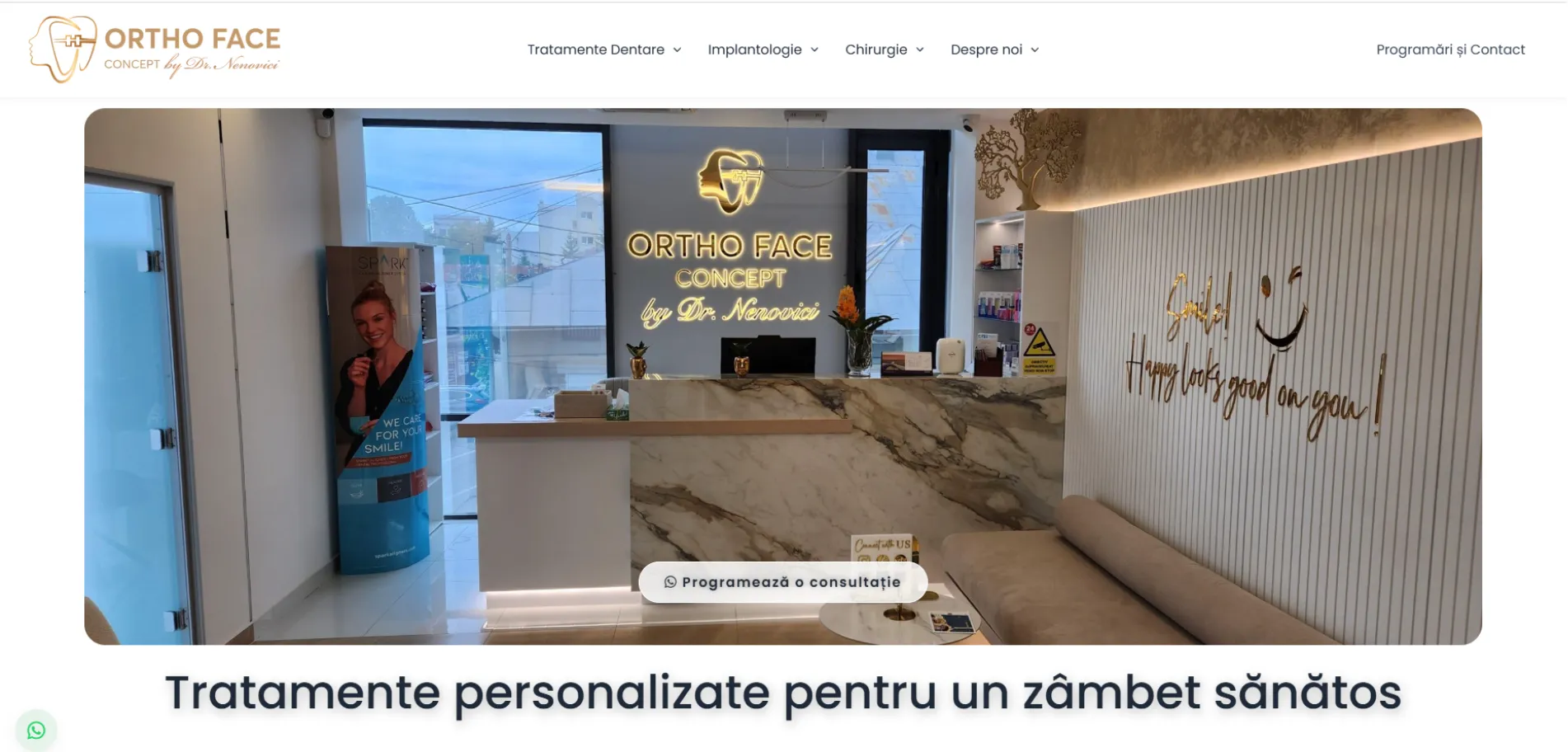 Site clinică Ortho Face Concept realizat de WebBase